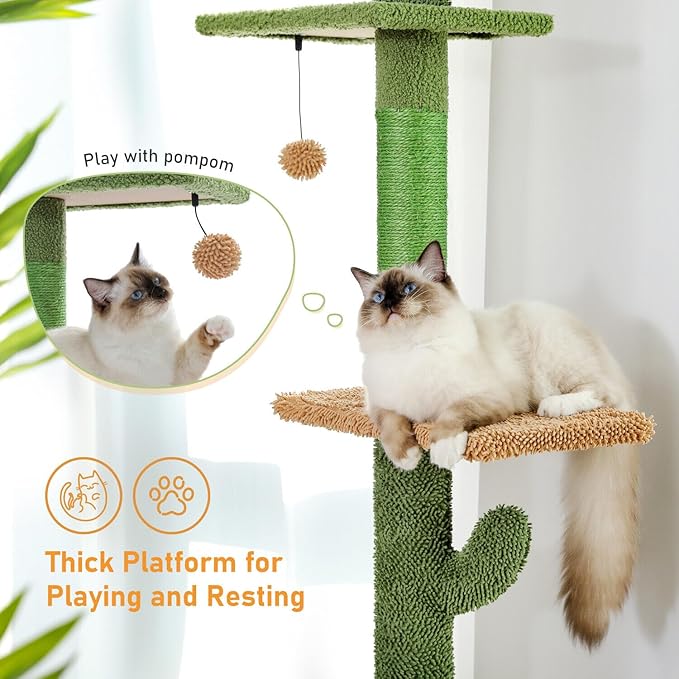 Livara Adjustable Floor-to-Ceiling Cat Tree Tower - Pet Comfort, Tension Rod Mount