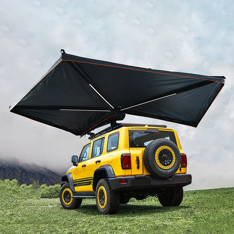 Livara Aluminium Fan-Shaped Car Side Awning - Camping & Travel, 420D Oxford Fabric