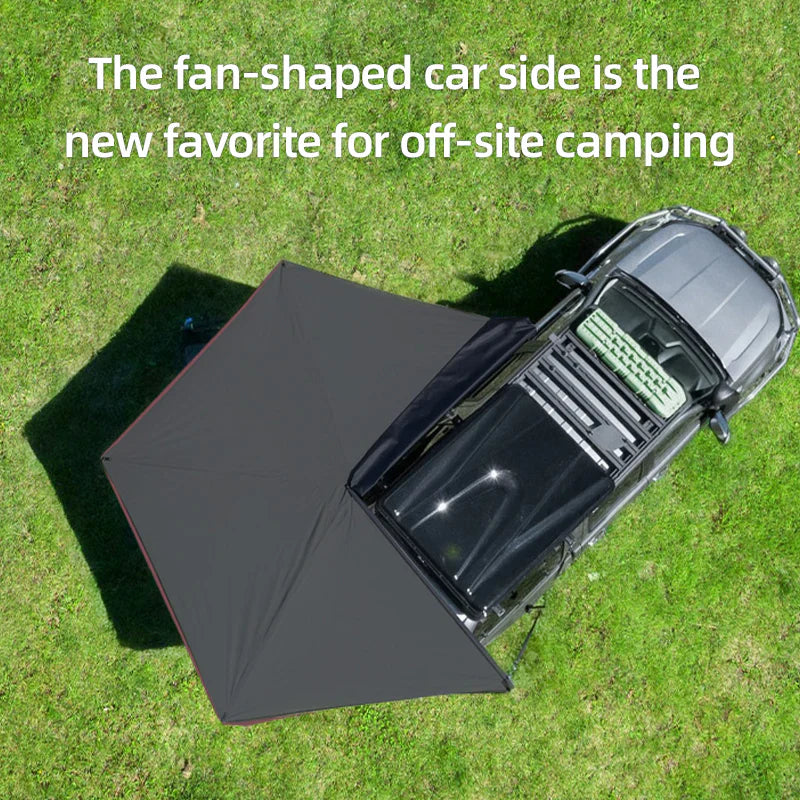 Livara Aluminium Fan-Shaped Car Side Awning - Camping & Travel, 420D Oxford Fabric