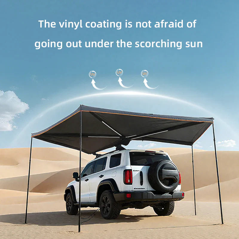 Livara Aluminium Fan-Shaped Car Side Awning - Camping & Travel, 420D Oxford Fabric