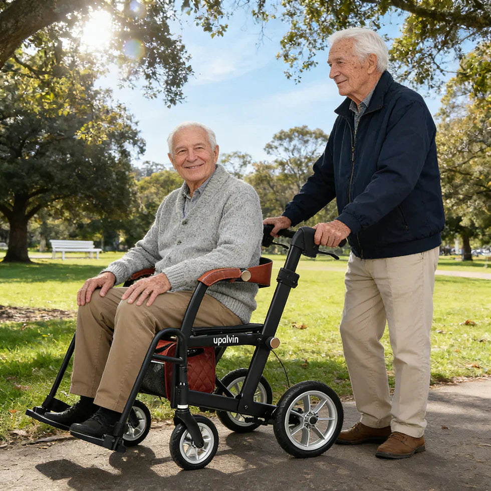 Livara Foldable 2-in-1 Walking Aid Chair - Independent Travel, Convertible Design