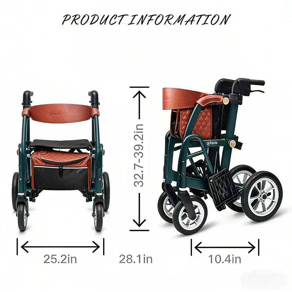Livara Foldable 2-in-1 Walking Aid Chair - Independent Travel, Convertible Design