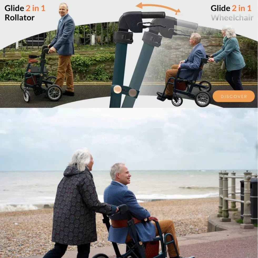 Livara Foldable 2-in-1 Walking Aid Chair - Independent Travel, Convertible Design