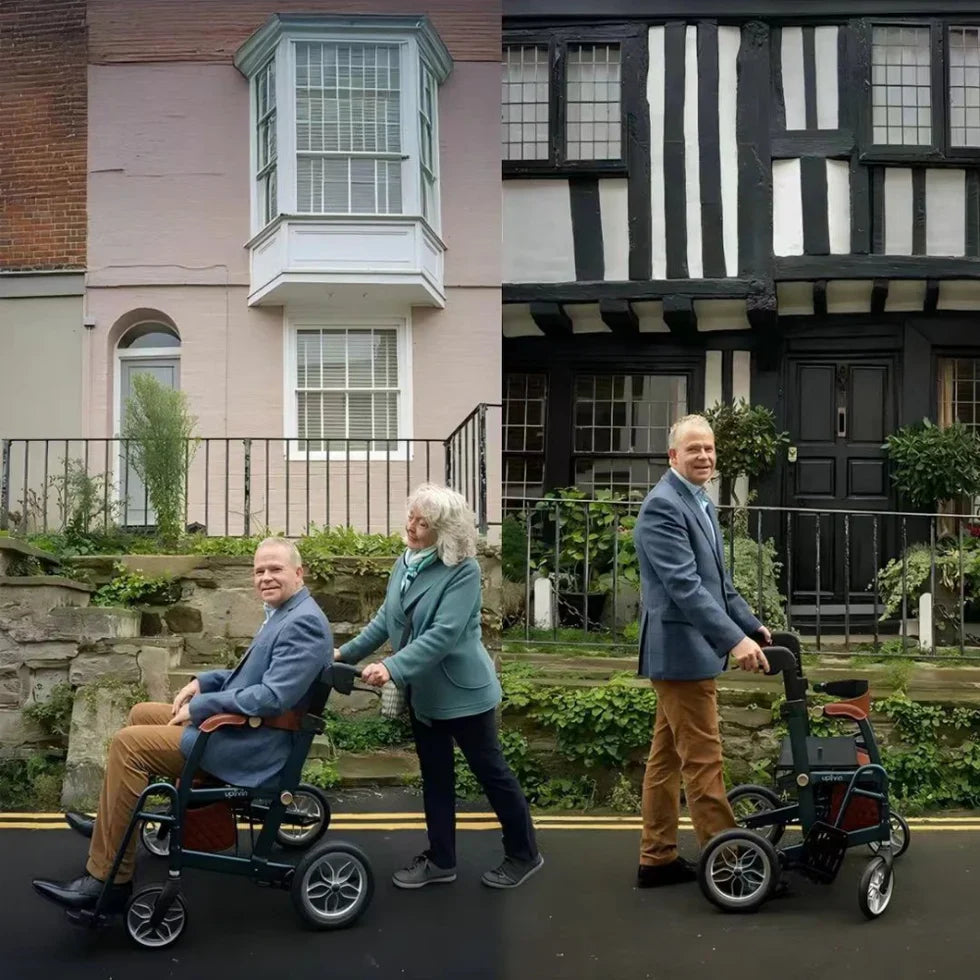Livara Foldable 2-in-1 Walking Aid Chair - Independent Travel, Convertible Design