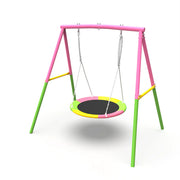 Livara Heavy-Duty Metal Saucer Swing Set - Backyard Fun, A-Frame Stand, Rust-Resistant Finish