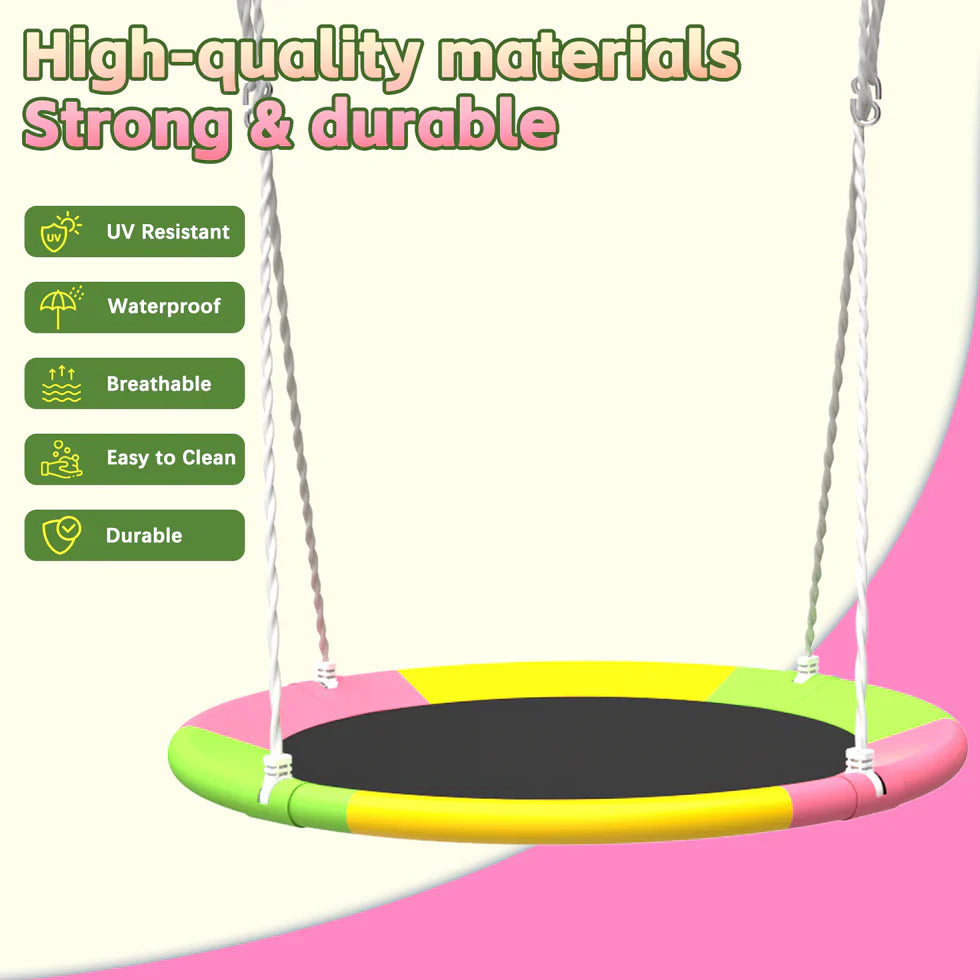 Livara Heavy-Duty Metal Saucer Swing Set - Backyard Fun, A-Frame Stand, Rust-Resistant Finish