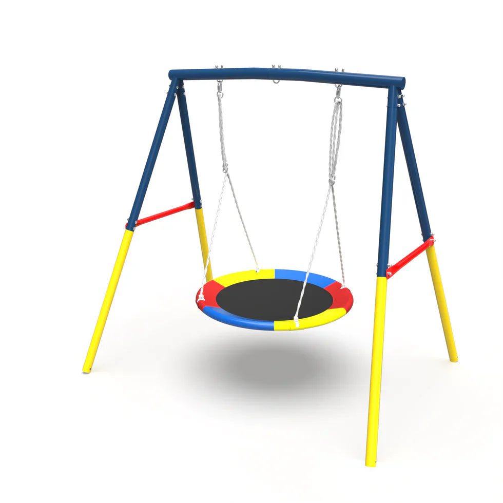 Livara Heavy-Duty Metal Saucer Swing Set - Backyard Fun, A-Frame Stand, Rust-Resistant Finish