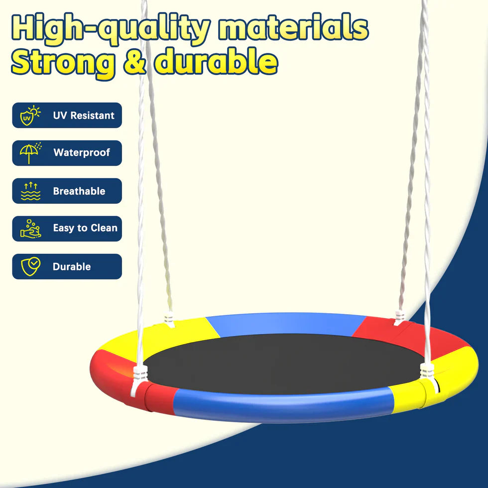 Livara Heavy-Duty Metal Saucer Swing Set - Backyard Fun, A-Frame Stand, Rust-Resistant Finish