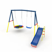 Livara Heavy-Duty Metal Outdoor Playground - Backyard Fun, Swing Set, Water Slide