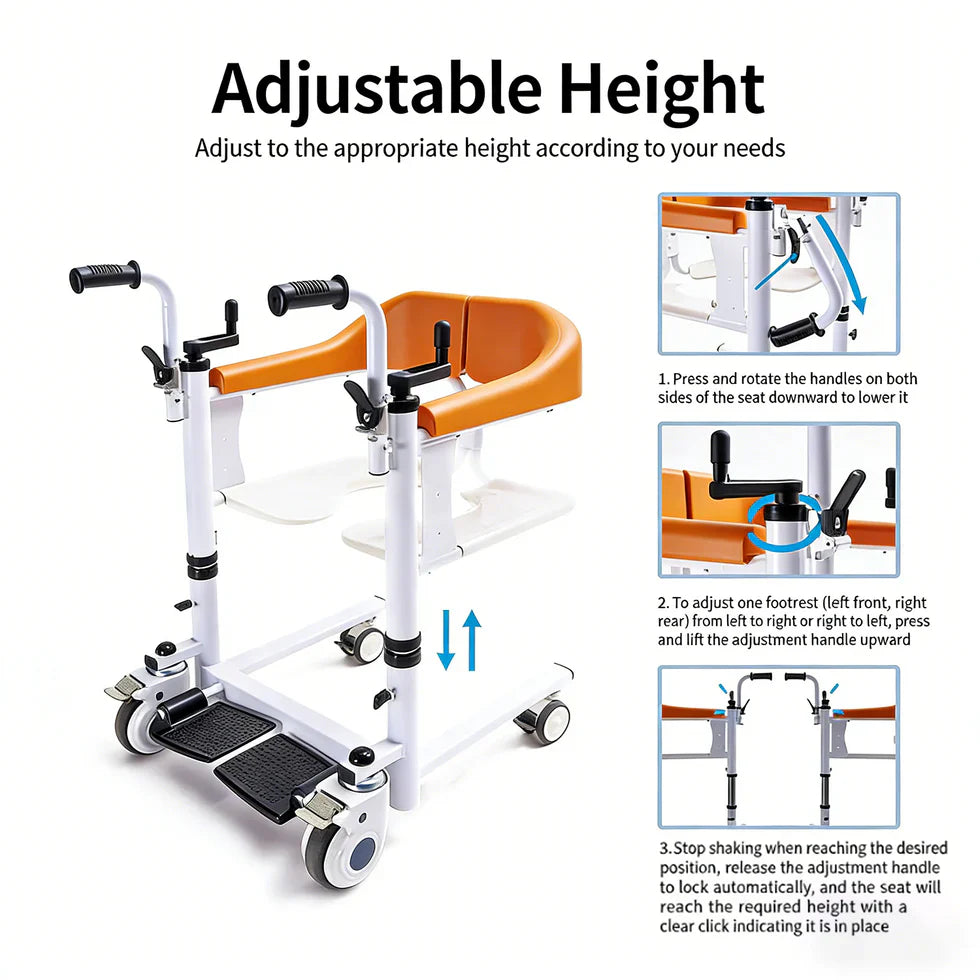 Livara Adjustable Patient Transfer Chair - Home Care, Ergonomic Support