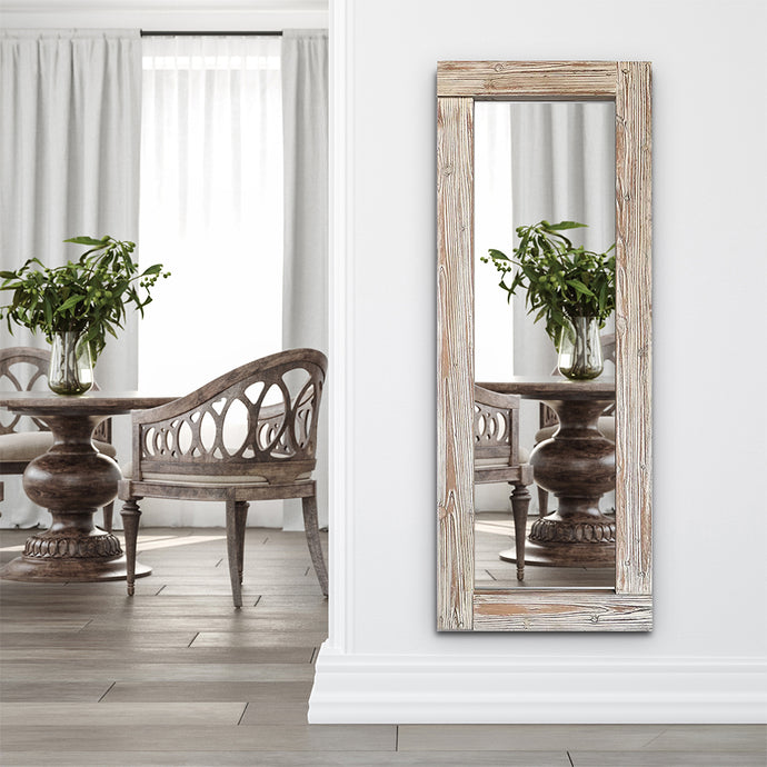 Livara Whitewash Wood Full-Length Mirror - Bedroom & Hallway, Rustic Frame