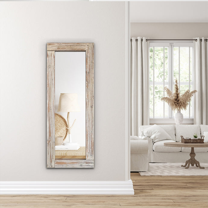 Livara Whitewash Wood Full-Length Mirror - Bedroom & Hallway, Rustic Frame