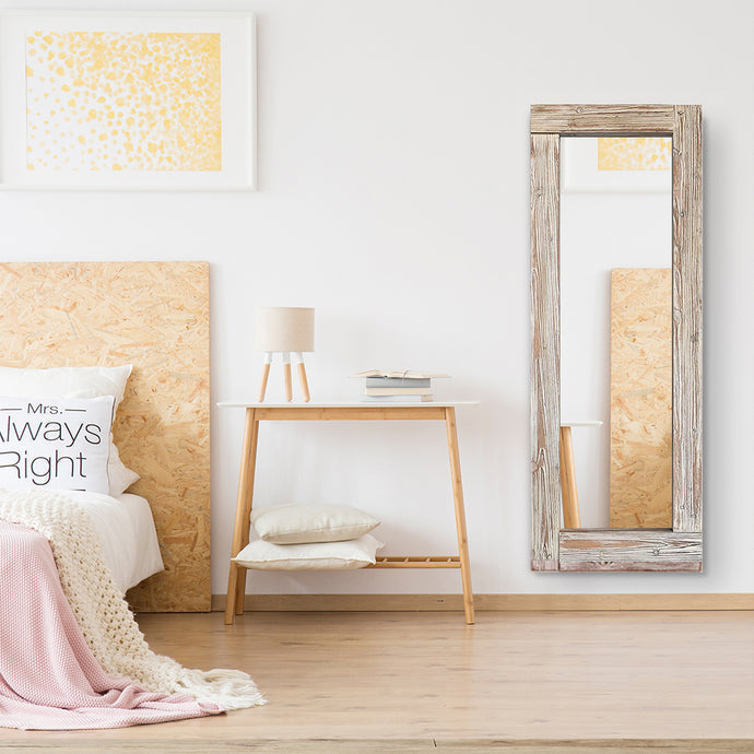 Livara Whitewash Wood Full-Length Mirror - Bedroom & Hallway, Rustic Frame