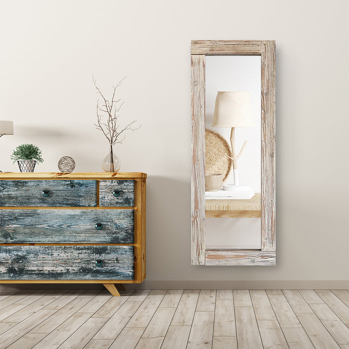 Livara Whitewash Wood Full-Length Mirror - Bedroom & Hallway, Rustic Frame