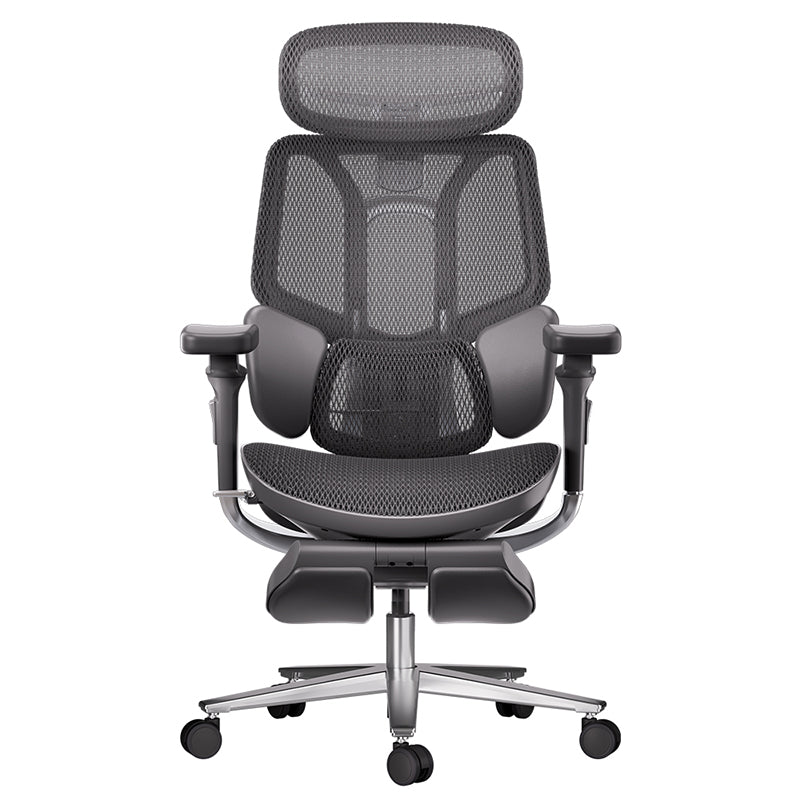 E3 Pro mesh office chair, black, with footrest