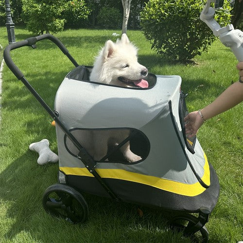Livara Foldable Large Dog Stroller - Travel-Ready, Rain Cover, Brake Wheels