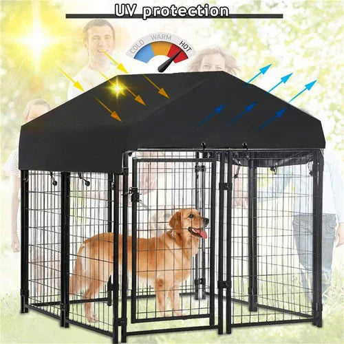 Livara Lockable Wire Dog Kennel - Indoor & Outdoor, Waterproof Roof
