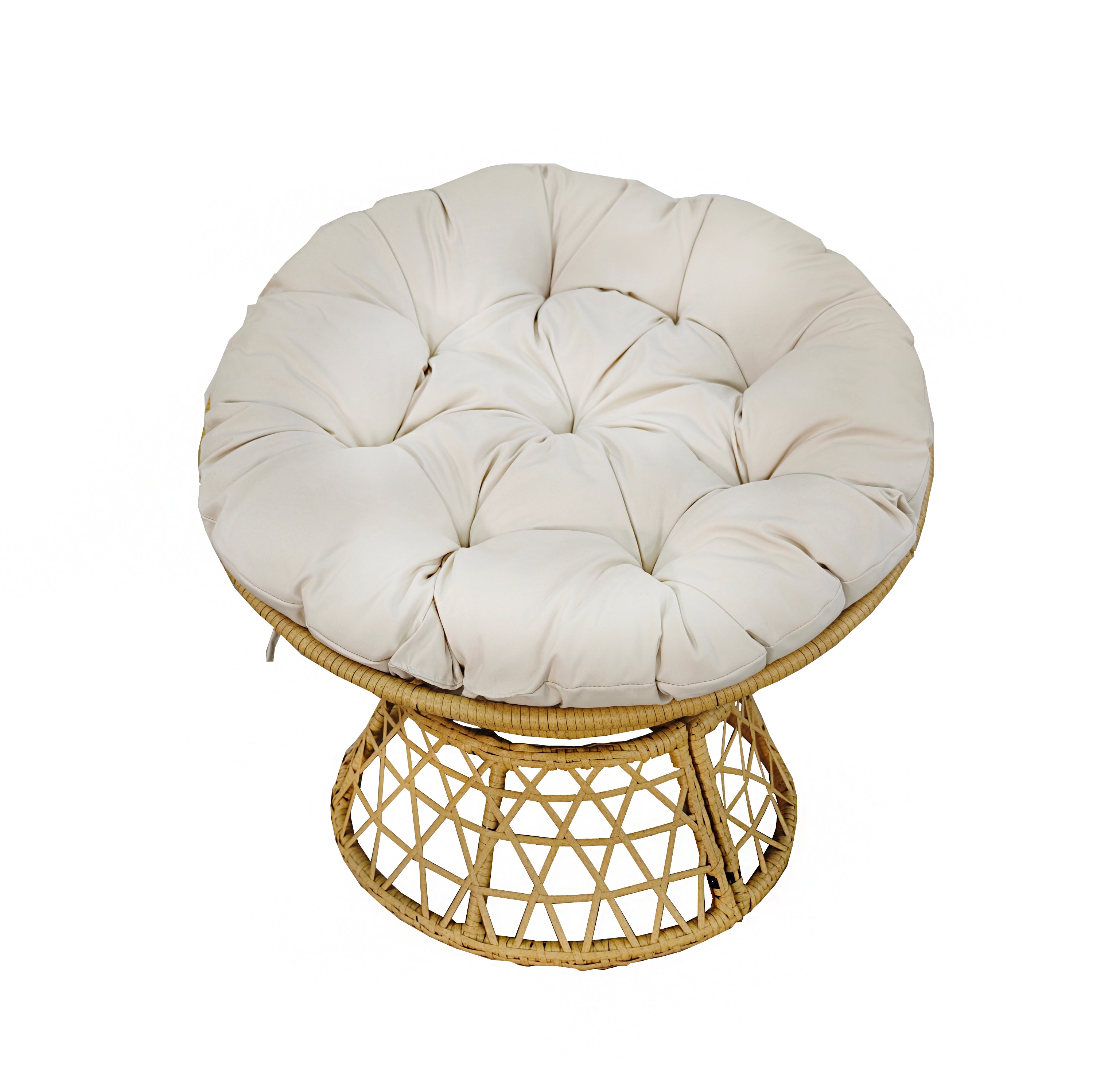 Livara PE Rattan Papasan Chair - Modern Living Room, Steel Frame, Thick Cushion