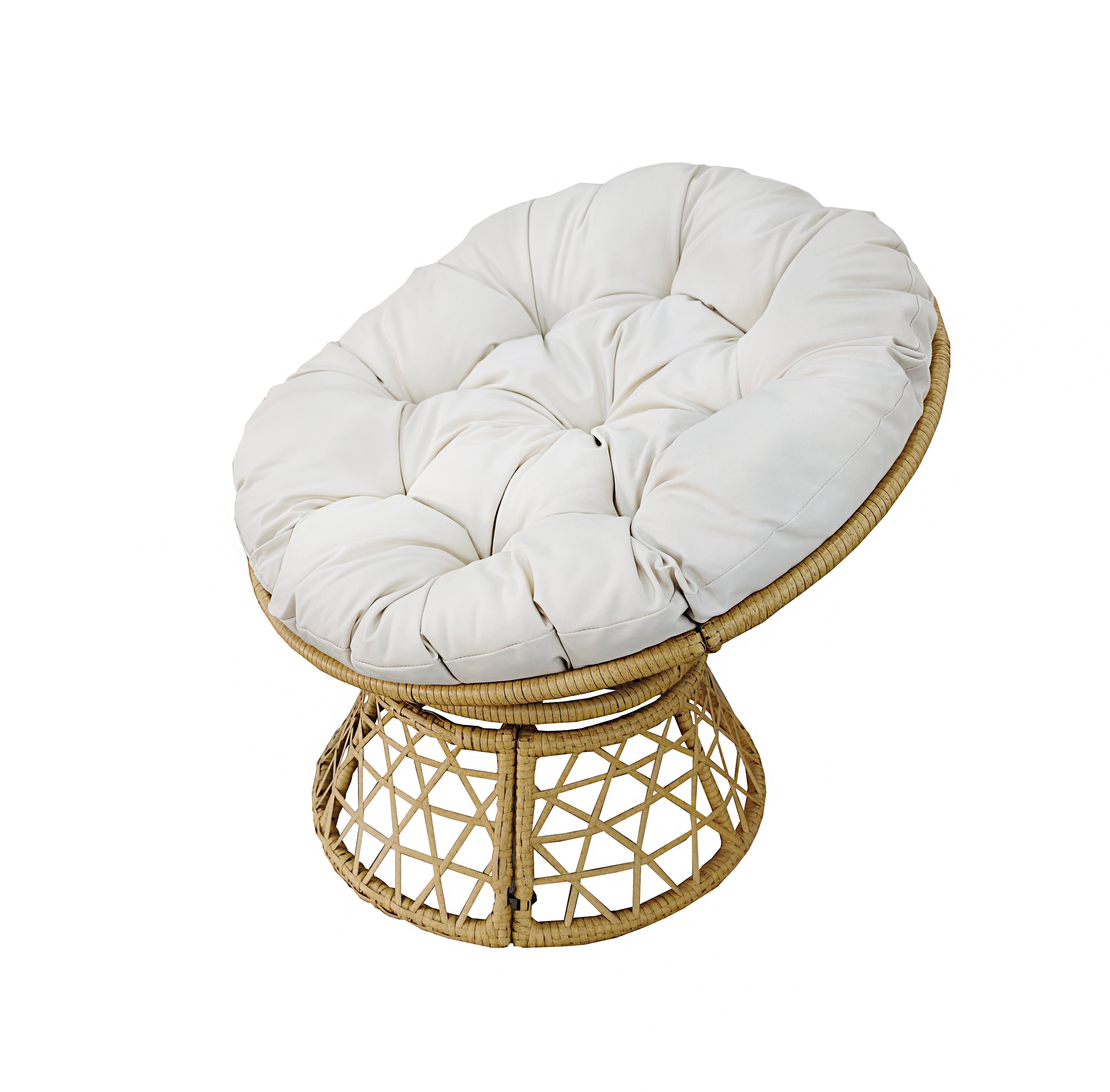 Livara PE Rattan Papasan Chair - Modern Living Room, Steel Frame, Thick Cushion