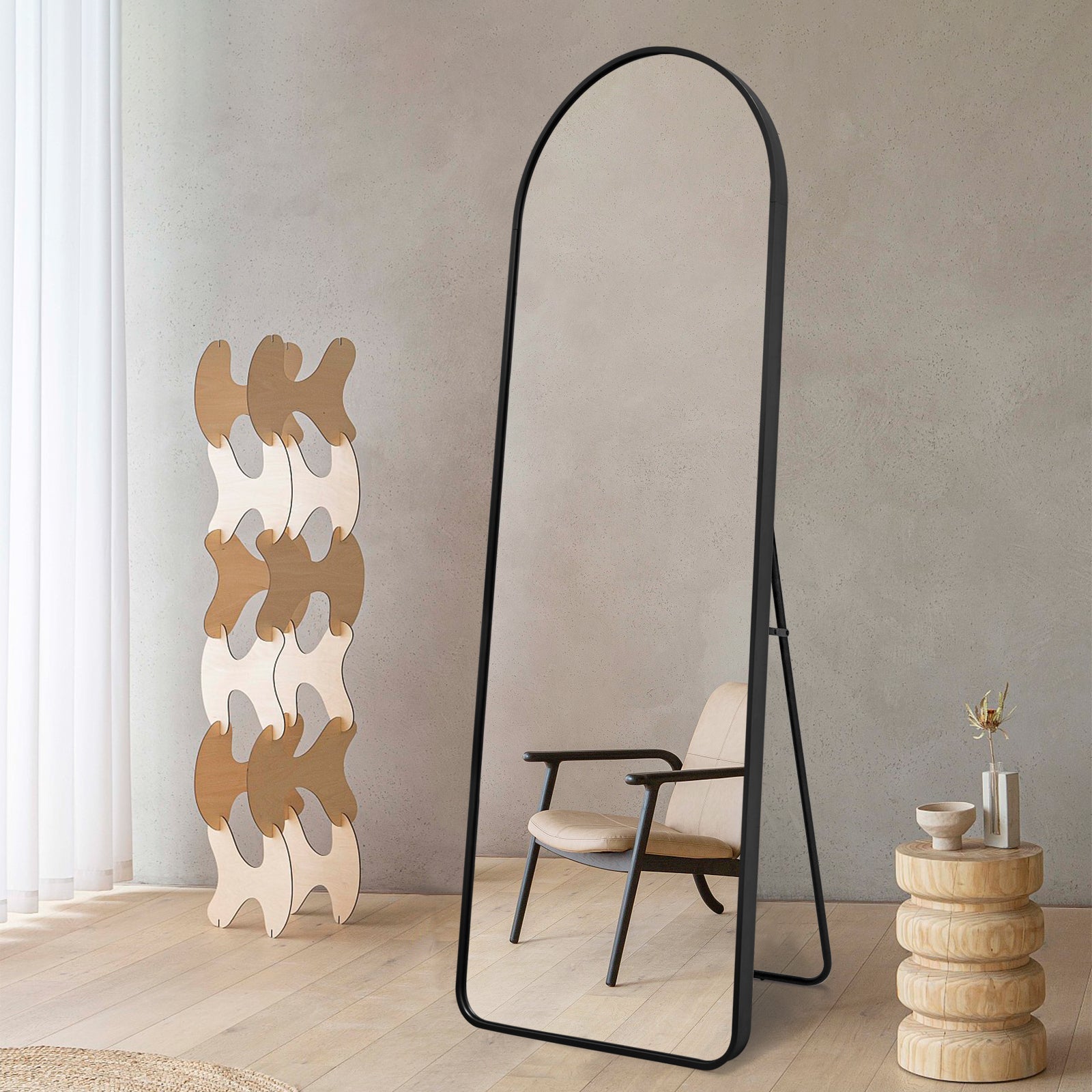 Livara Metal Arch Full-Length Mirror - Modern Decor, Matte Black Frame