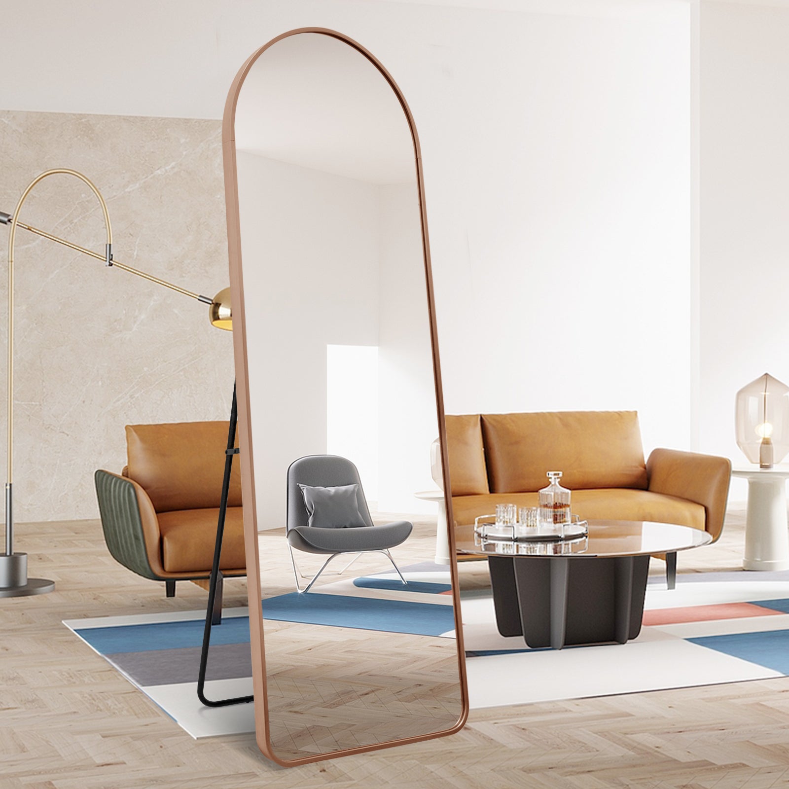 Livara Metal Arch Full-Length Mirror - Modern Decor, Matte Black Frame