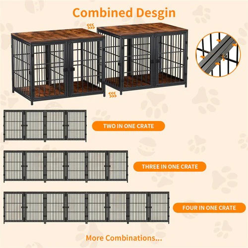 Livara Heavy-Duty Dog Crate End Table - Daily Use, 4 Lockable Doors