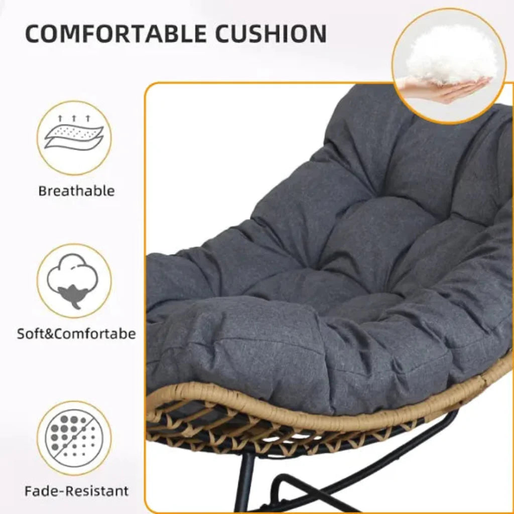 Livara Rocking PE Rattan Chair - Modern Living Room, Steel Frame