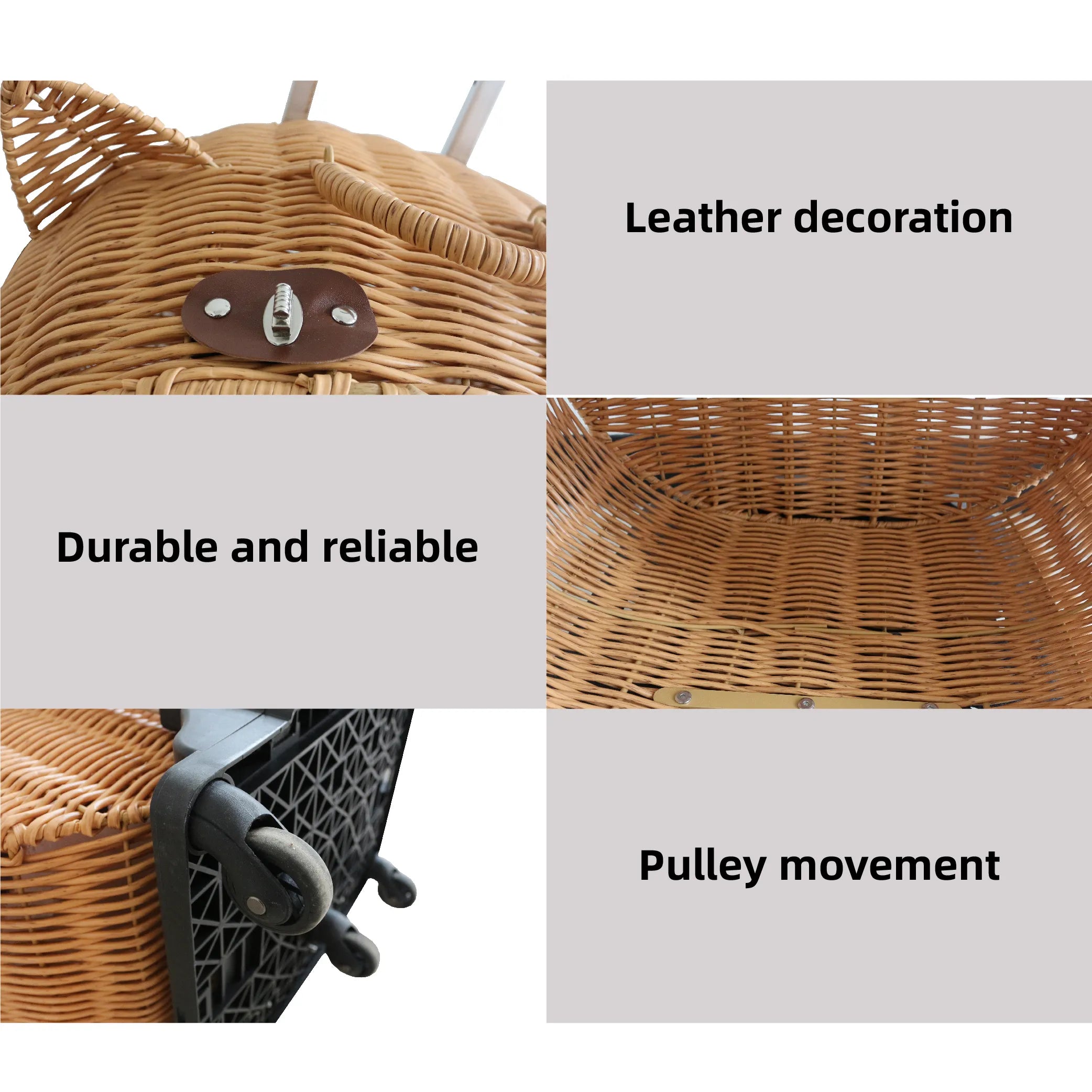 Livara Wicker Cat Carrier Trolley - Travel-Ready, Wheels, Extendable Handle