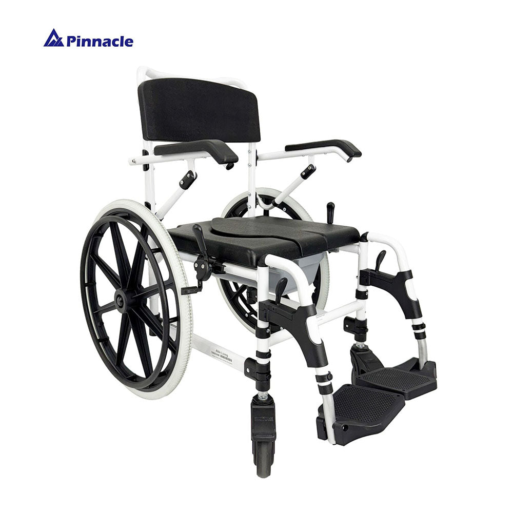 Deluxe Shower Commode Attendant Propelled | Flip-Up Armrests | Height Adjustable | 125kg Capacity