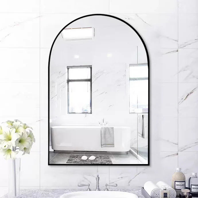 Livara Crystal Arch Wall Mirror - Modern Decor, HD Glass, Arched Frame