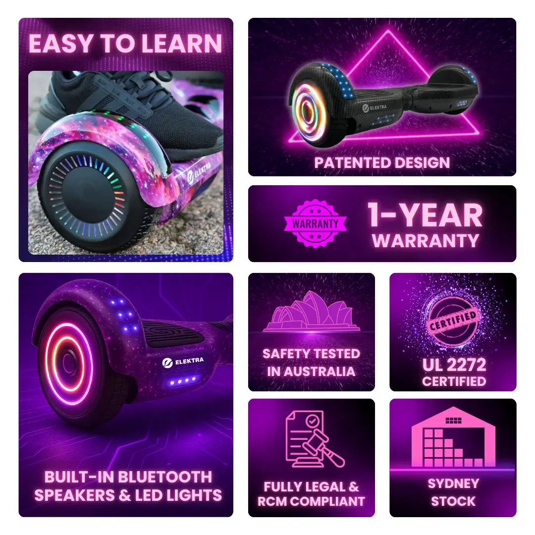 Elektra Self-Balancing Hoverboard - Family Fun, 16km/h with Bluetooth