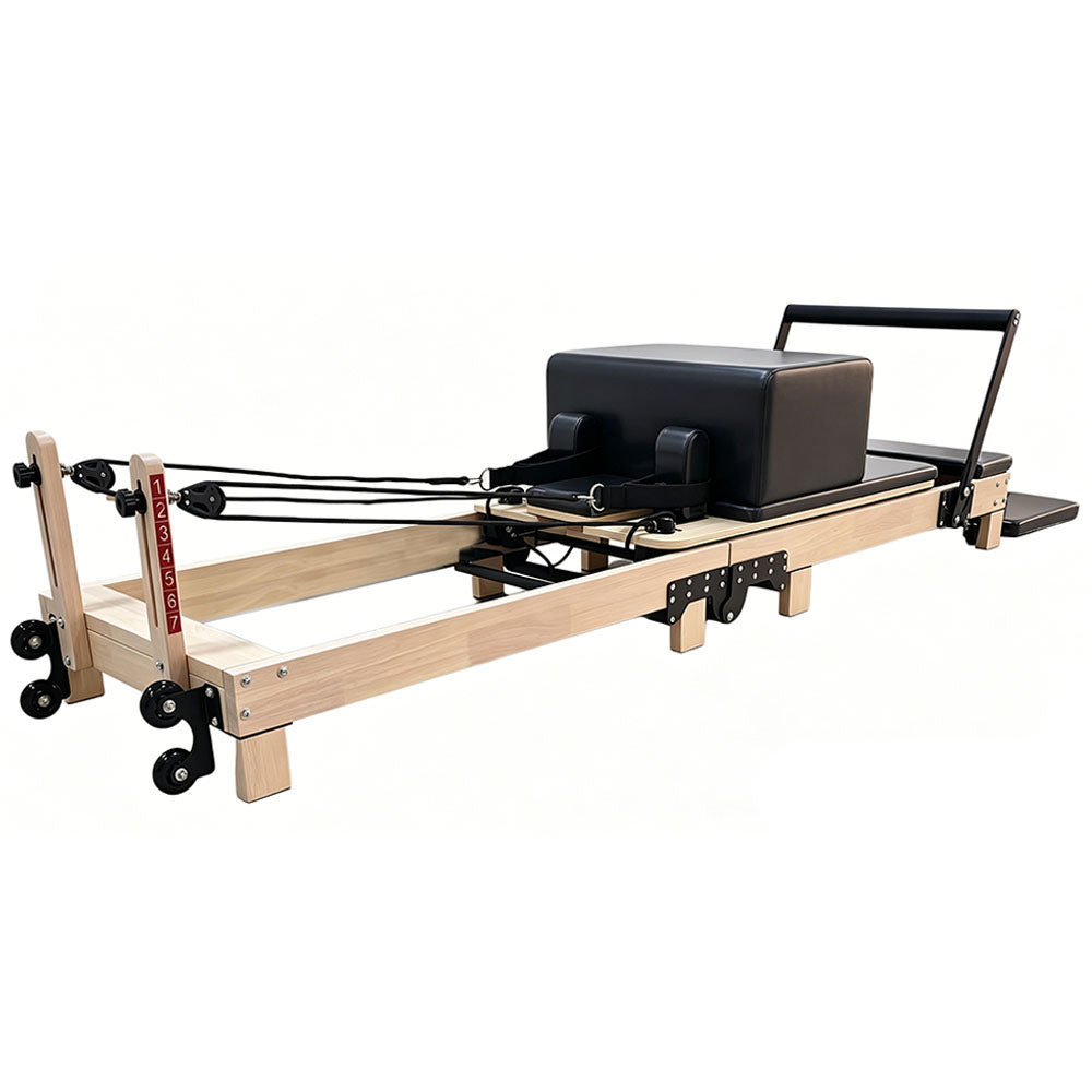 Livara Foldable Oak Wood Pilates Reformer - Home Studio Edition, 6-Spring with Jump Board