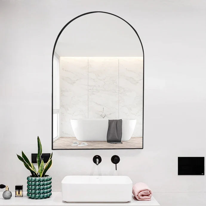 Livara Crystal Arch Wall Mirror - Modern Decor, HD Glass, Arched Frame