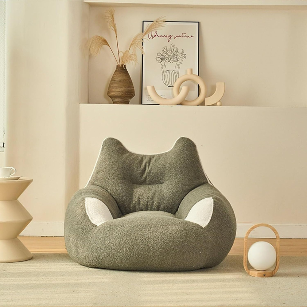 Livara Plush Cat-Ear Lounge Chair - Apartment Living, Soft Floor Sofa