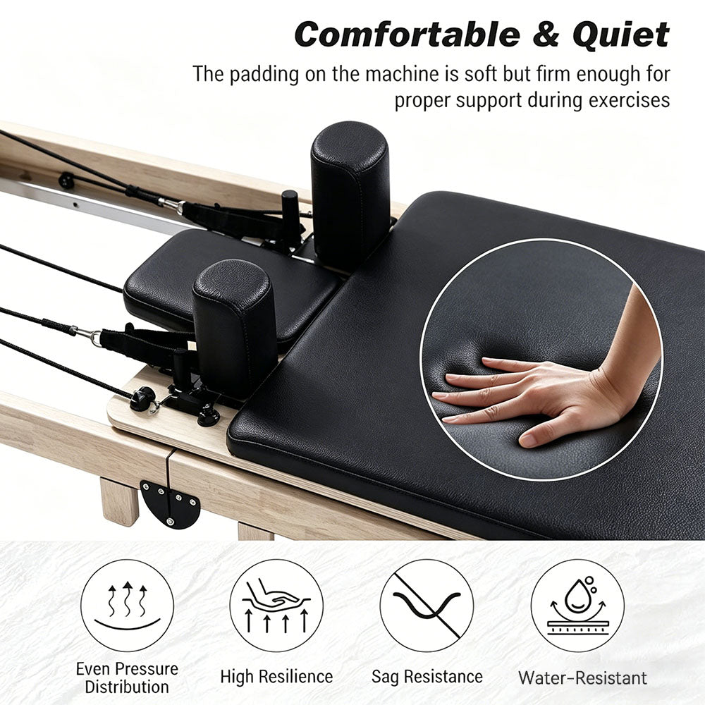 Livara Foldable Oak Wood Pilates Reformer - Home Studio Edition, 6-Spring with Jump Board