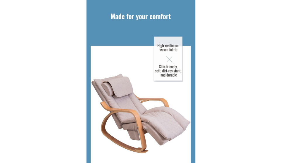 Livara Beechwood Rocking Massage Chair - Daily Comfort, Dual-Core Massage