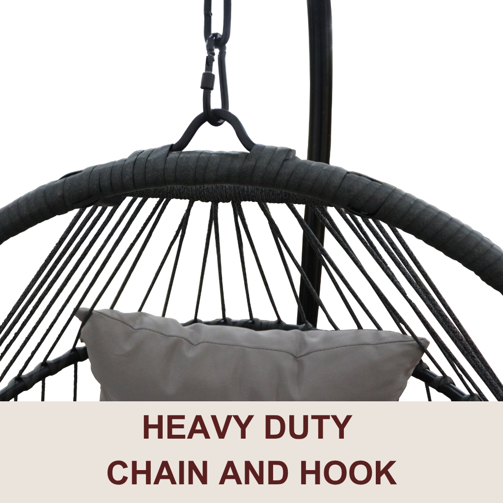 Livara Foldable Rattan Egg Chair - Apartment Living, Steel Frame, Hanging Stand