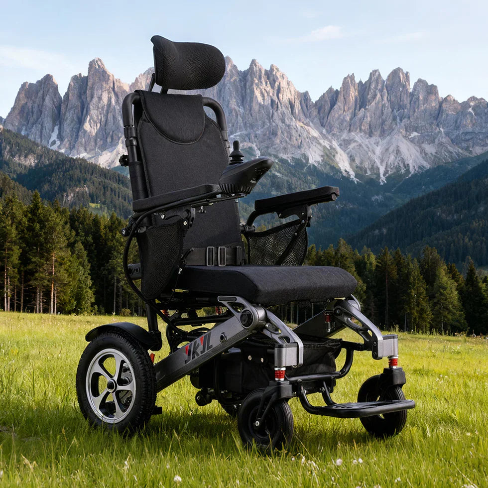 Livara Foldable Aluminium Electric Wheelchair - Compact Travel, Dual 250W Motors, Reclining Backrest