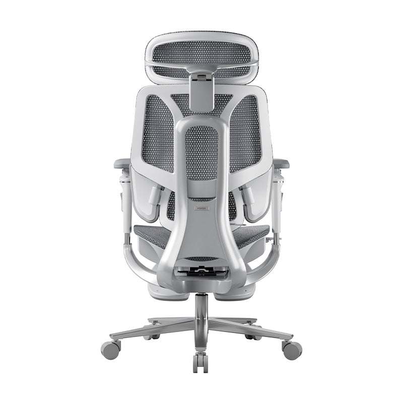 E3 Pro mesh office chair, grey, with footrest