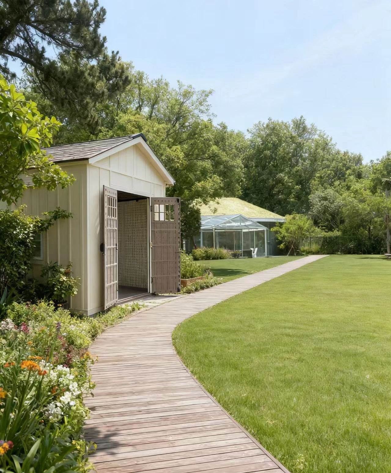 Livara Steel-Reinforced HDPE Garden Shed - All-Weather Use, Gable Roof, Double Doors