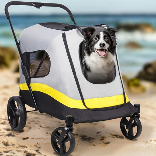 Livara Foldable Large Dog Stroller - Travel-Ready, Rain Cover, Brake Wheels