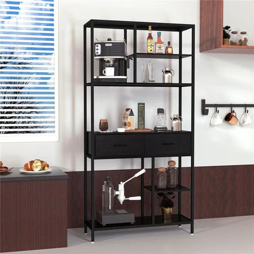 Livara Industrial Metal-Frame Bookshelf - Home Office, 6 Open Shelves