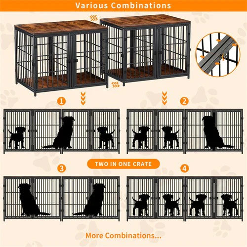 Livara Heavy-Duty Dog Crate End Table - Daily Use, 4 Lockable Doors