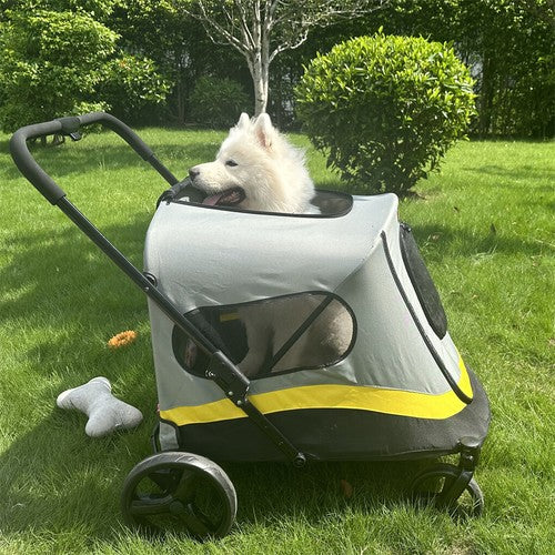 Livara Foldable Large Dog Stroller - Travel-Ready, Rain Cover, Brake Wheels