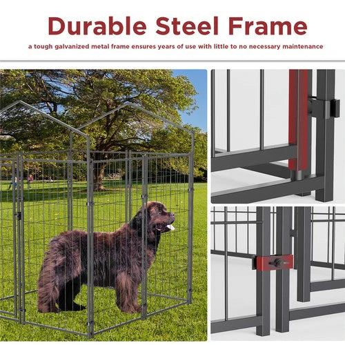 Livara Lockable Wire Dog Kennel - Indoor & Outdoor, Waterproof Roof