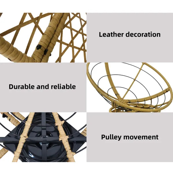Livara PE Rattan Papasan Chair - Modern Living Room, Steel Frame, Thick Cushion