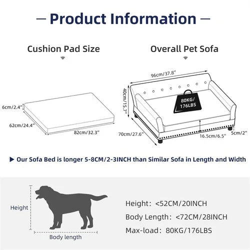 Livara Velvet Dog Sofa Bed - Pet Comfort, Memory Foam Cushioning