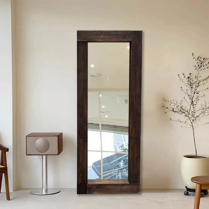 Livara Dark Wood Full-Length Mirror - Bedroom & Hallway, Distressed Frame