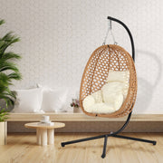 Livara Foldable Rattan Egg Chair - Apartment Living, Steel Frame, Thick Cushion