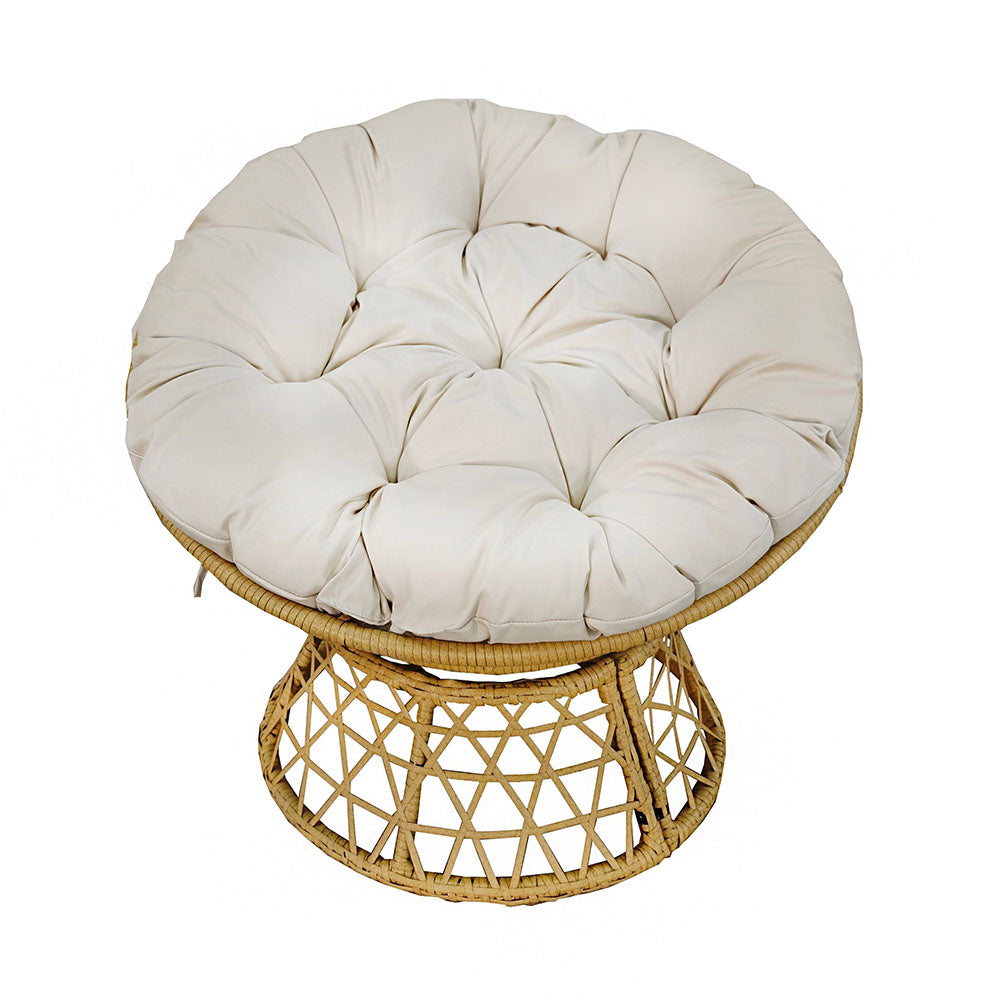 Rotating Papasan Chair with Cushion – PE Rattan & Steel Frame